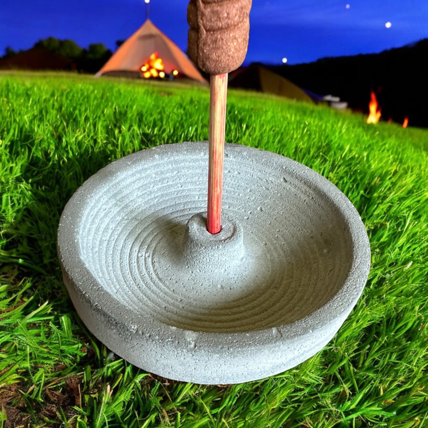 Jumbo Incense Holder 5mm Hole Concrete Grey